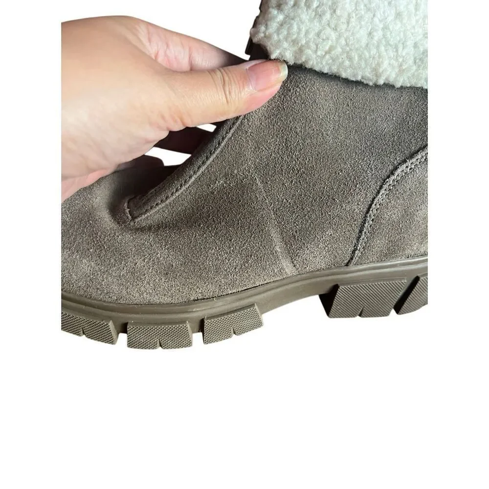 Blondo Plaka Waterproof Faux Fur Boot Dark Taupe Bootie, Size 7